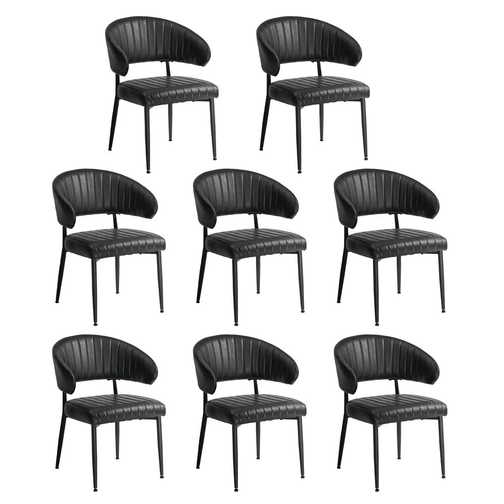 Dining Chair PU Leather Padded Seat Black Modern