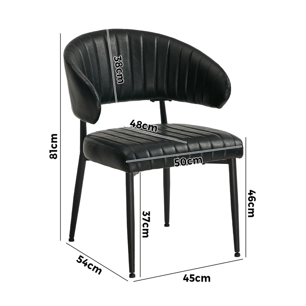 Dining Chair PU Leather Padded Seat Black Modern
