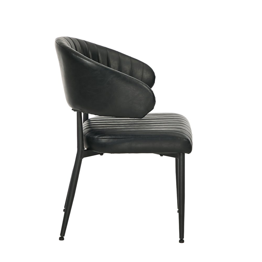 Dining Chair PU Leather Padded Seat Black Modern