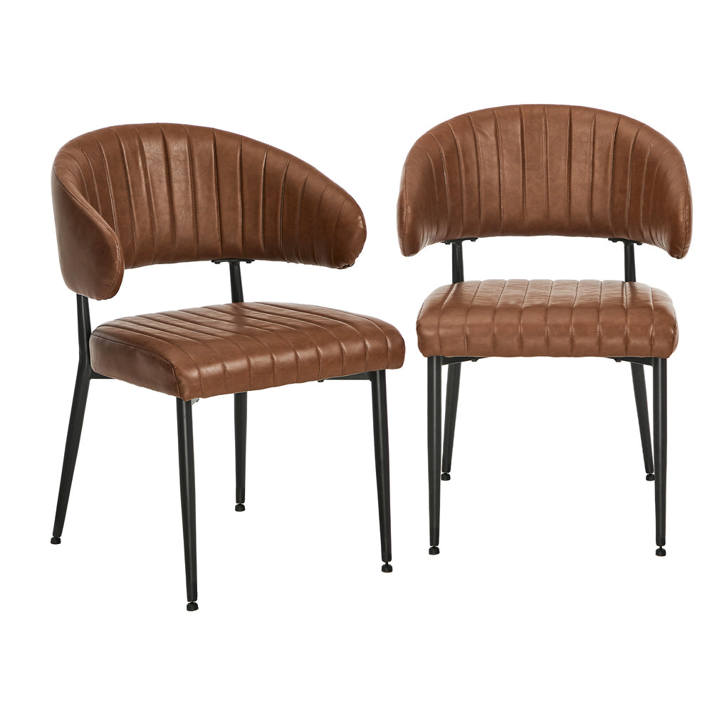 2x PU Leather Dining Chair Kitchen Padded Seat Black/Brown