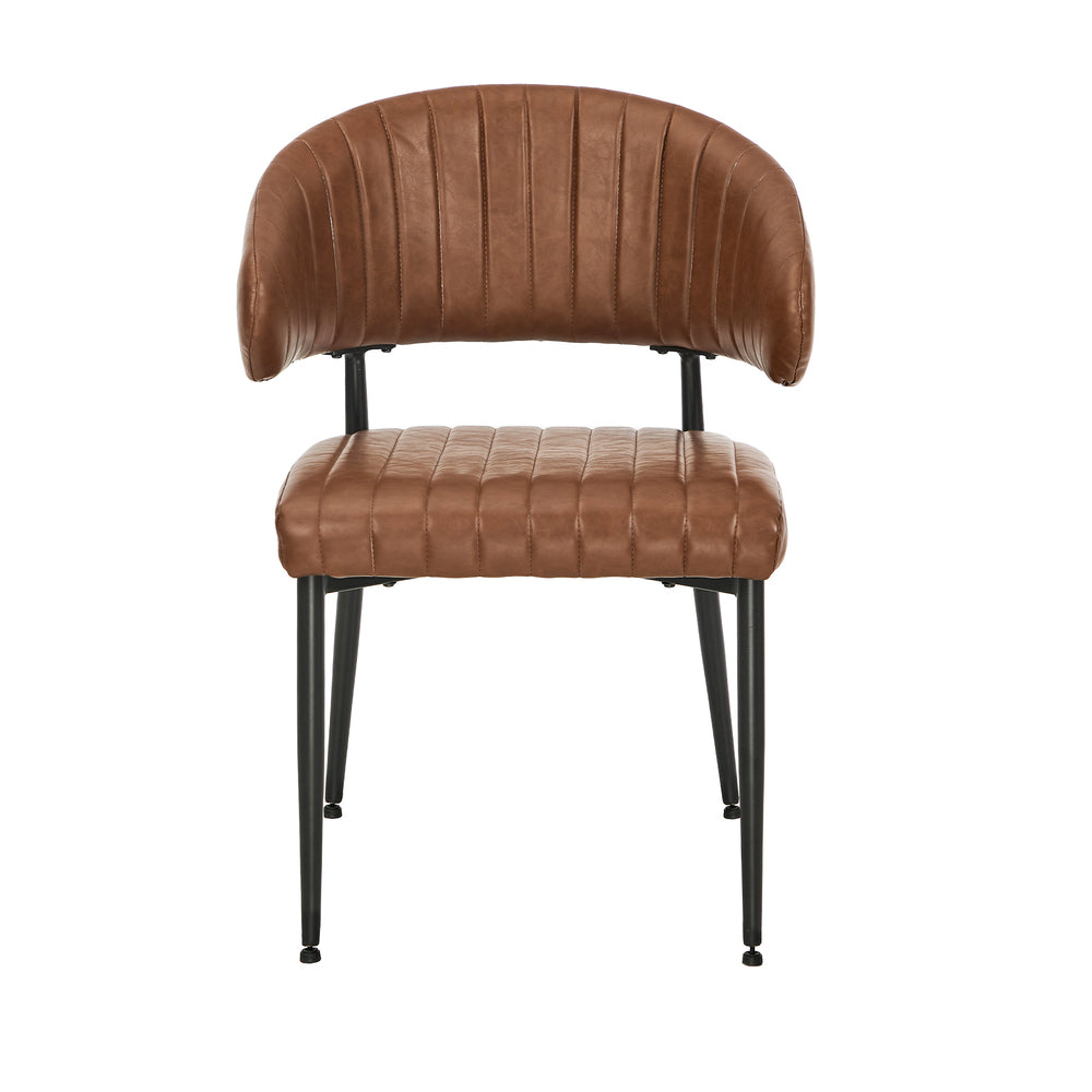 2x PU Leather Dining Chair Kitchen Padded Seat Black/Brown
