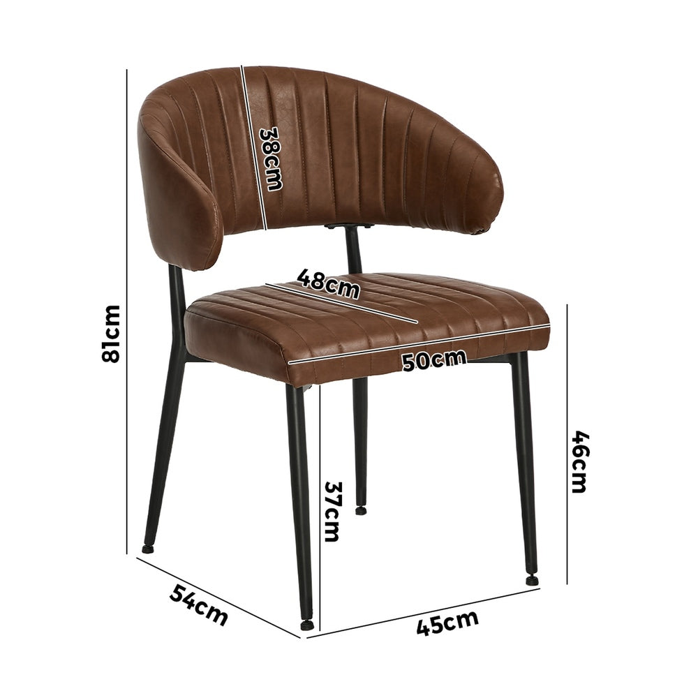 2x PU Leather Dining Chair Kitchen Padded Seat Black/Brown