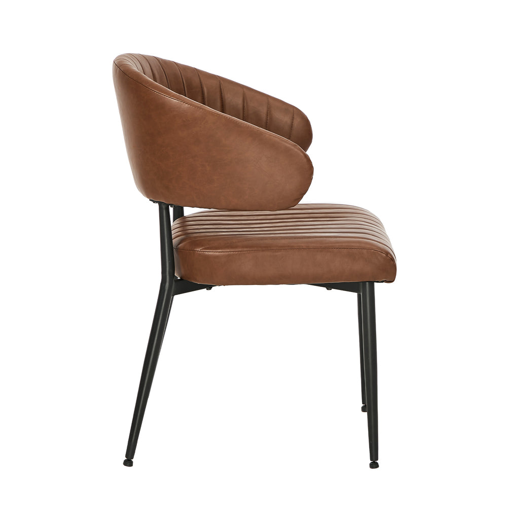2x PU Leather Dining Chair Kitchen Padded Seat Black/Brown