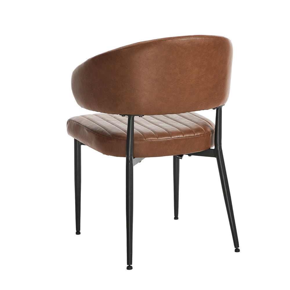 2x PU Leather Dining Chair Kitchen Padded Seat Black/Brown