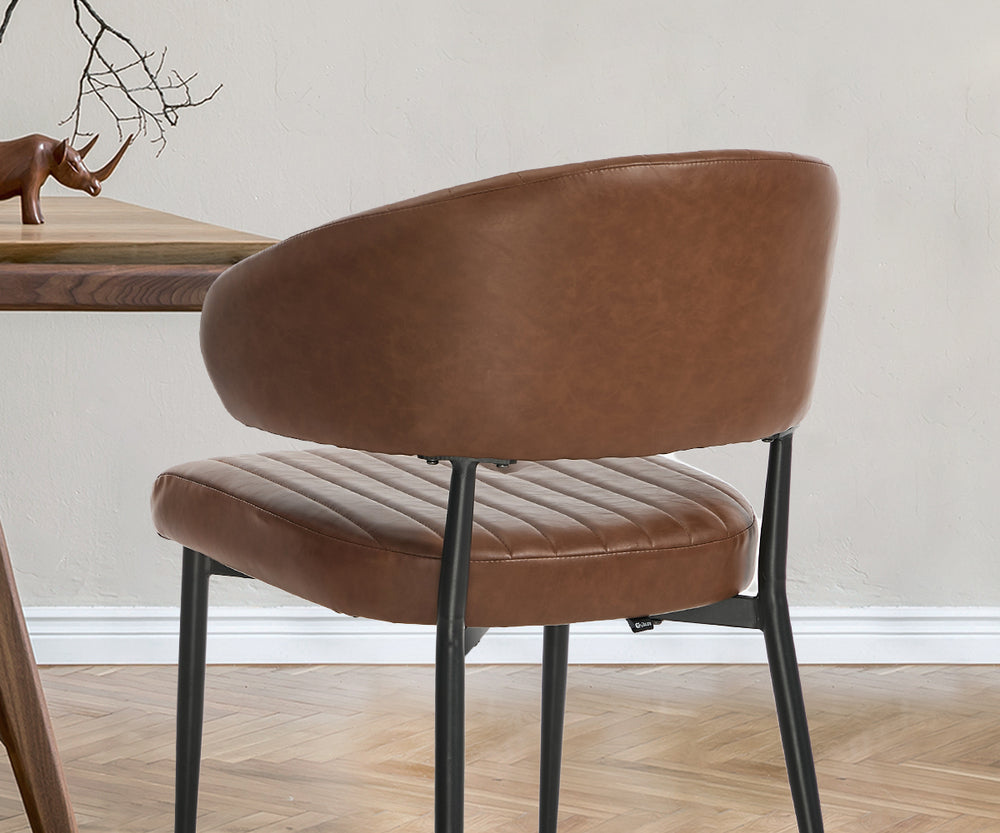 2x PU Leather Dining Chair Kitchen Padded Seat Black/Brown
