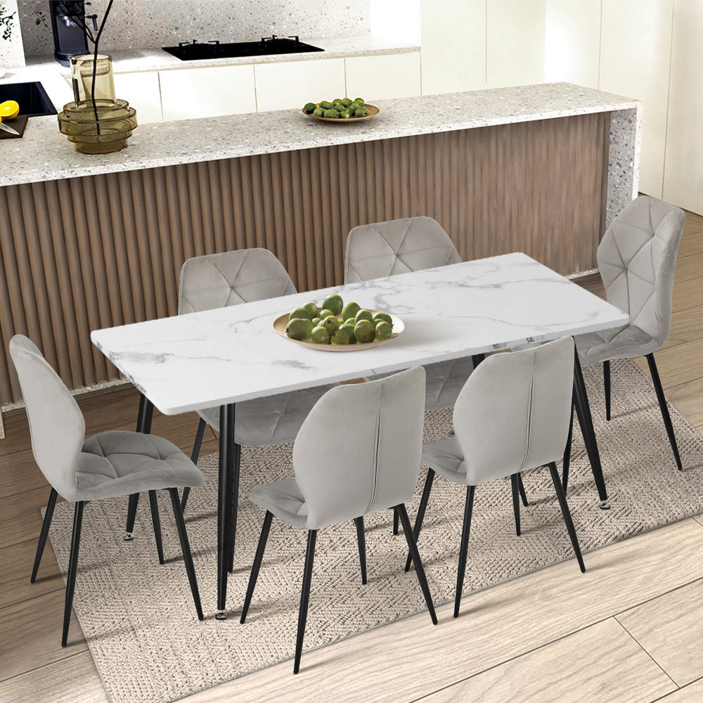 Dining Chairs Velvet Blue/Grey