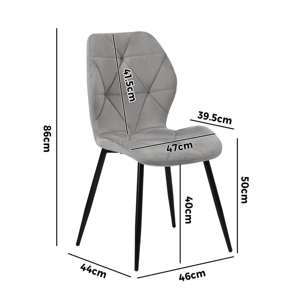 Dining Chairs Velvet Blue/Grey