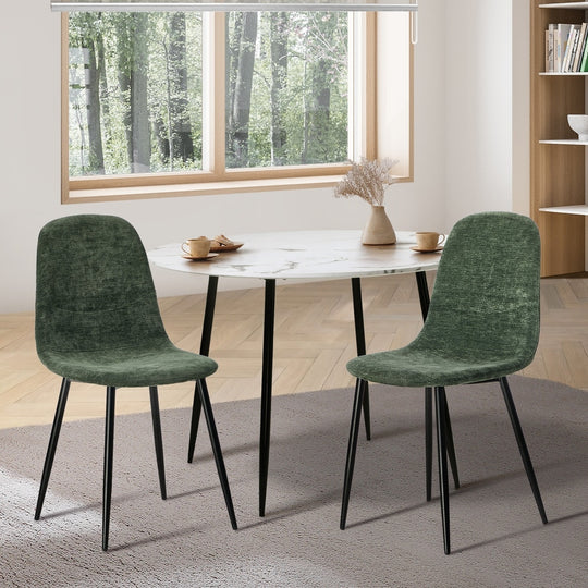 Green colour - Green Chenille Dining Chairs Set of 2