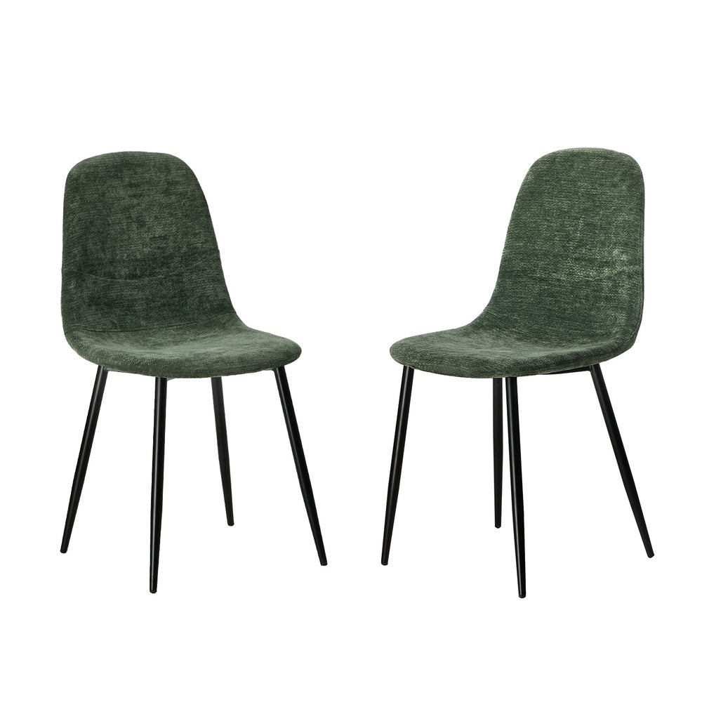 Green Chenille Dining Chairs Set of 2 | Simpledeals