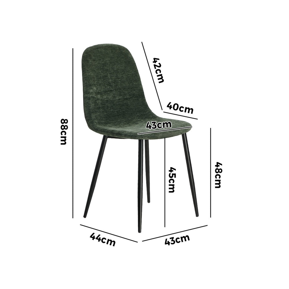 Green Chenille Dining Chairs Set of 2 | Simpledeals