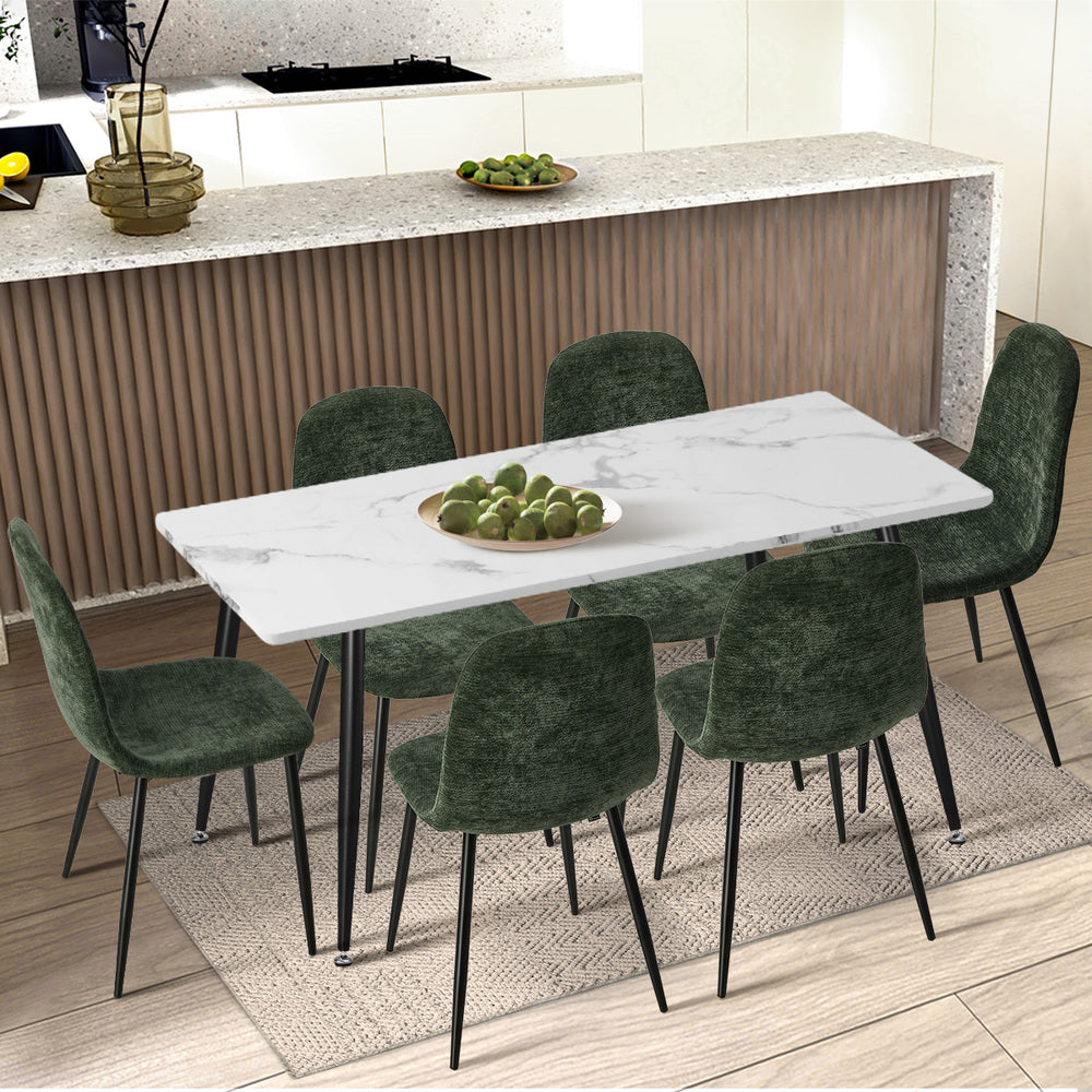 Green Chenille Dining Chairs Set of 2 | Simpledeals
