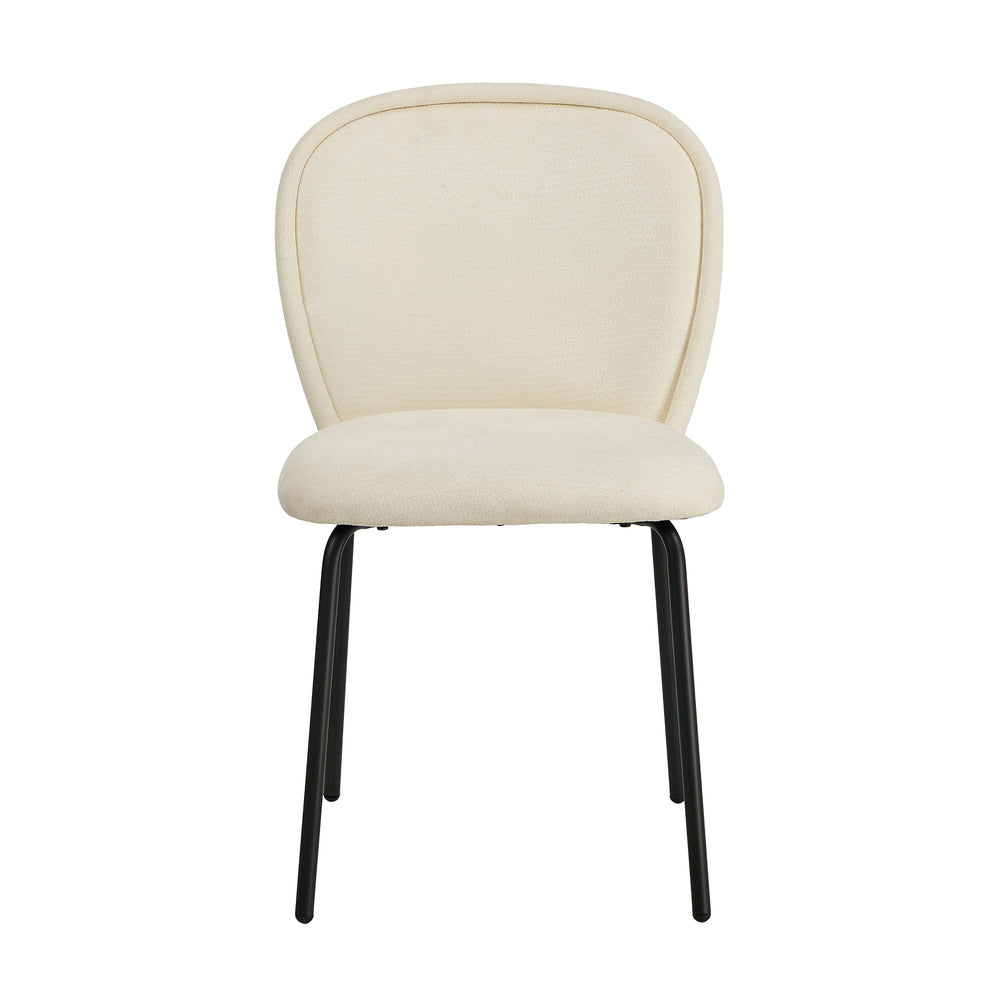 2x Dining Chairs Kitchen Chairs Chenille Pad Metal Legs Beige