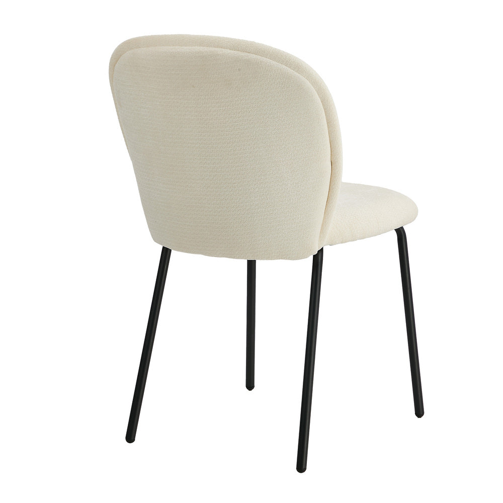 2x Dining Chairs Kitchen Chairs Chenille Pad Metal Legs Beige