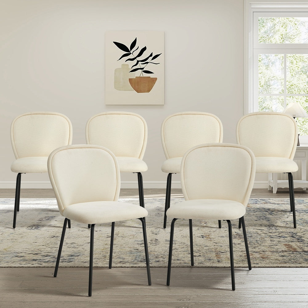 Dining Chairs Set of 6 Chenille Metal Legs | Simpledeals