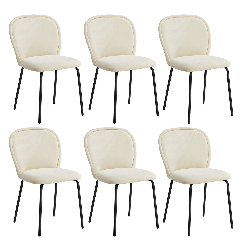 Dining Chairs Set of 6 Chenille Metal Legs | Simpledeals