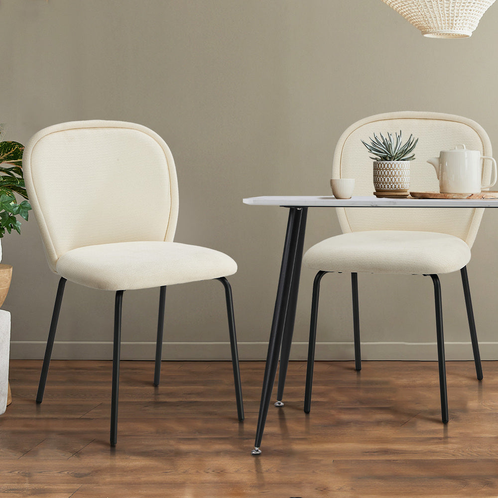 Dining Chairs Set of 6 Chenille Metal Legs | Simpledeals