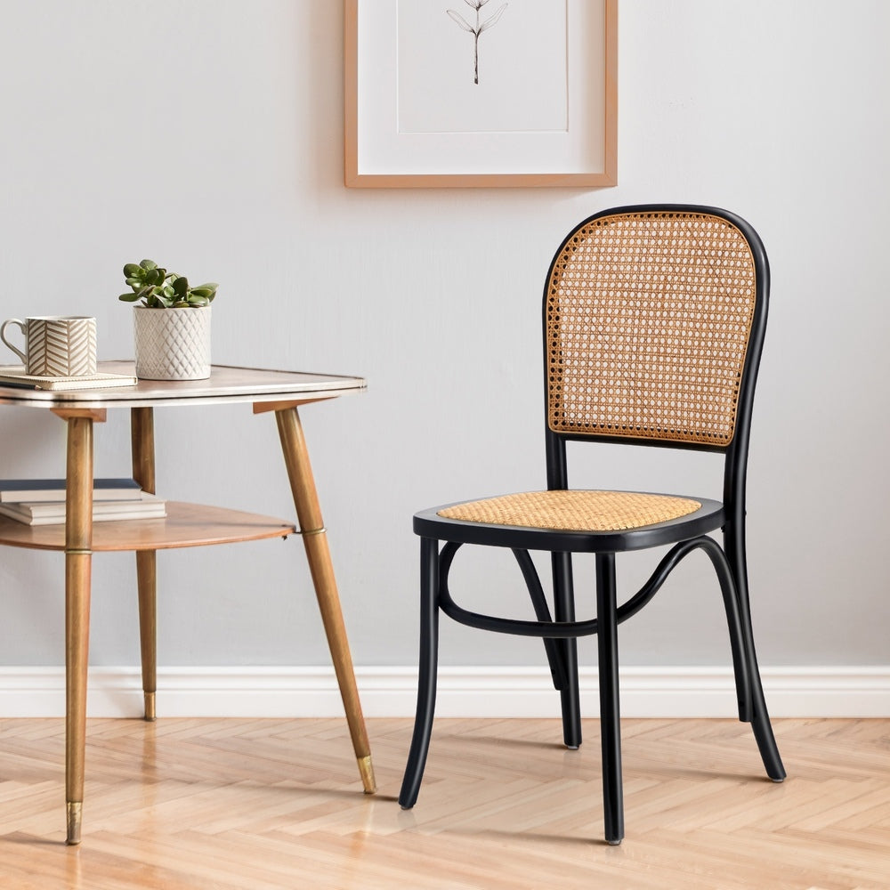 Dining Chairs Wooden Chairs Rattan Seat Beige