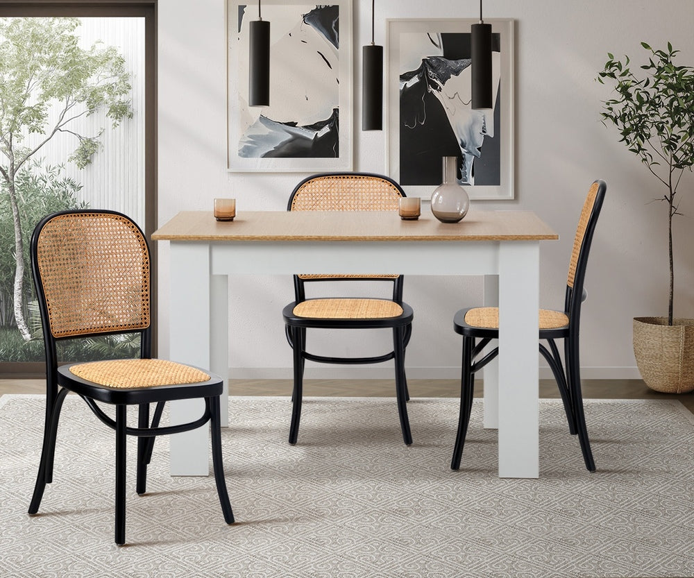 Dining Chairs Wooden Chairs Rattan Seat Beige