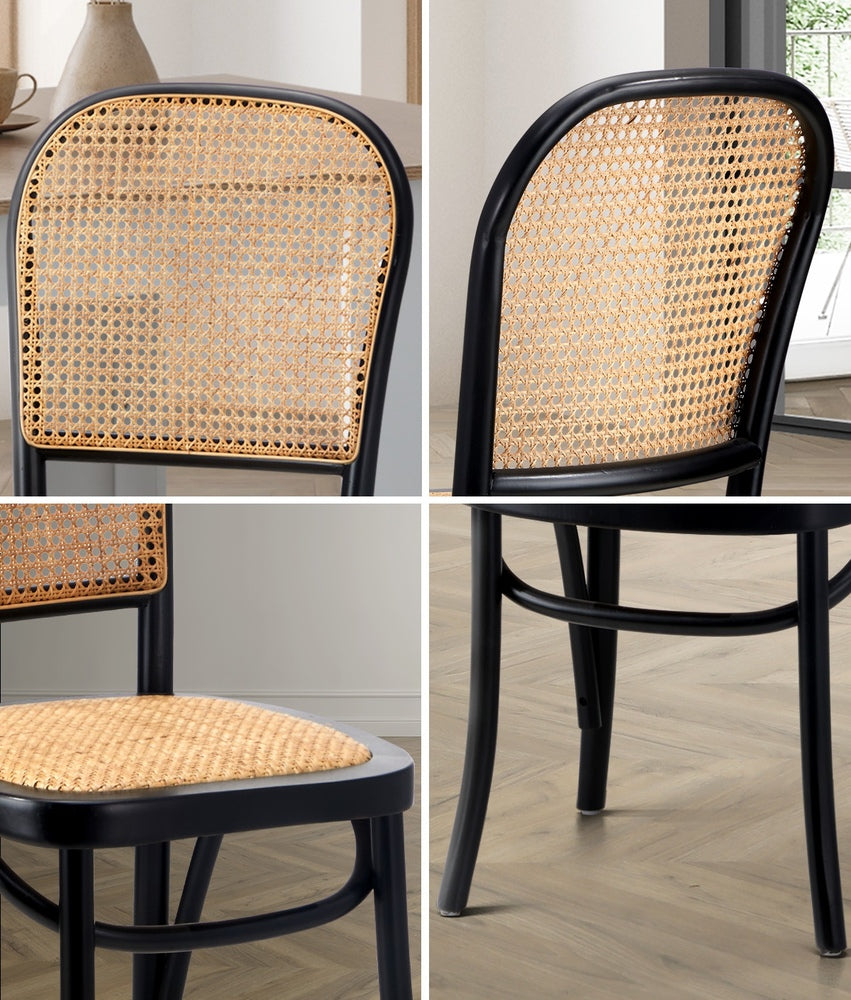 Dining Chairs Wooden Chairs Rattan Seat Beige