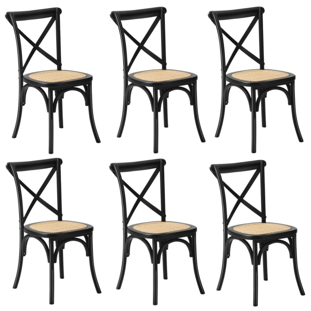 Crossback Dining Chair Ratan Seat Black/Natural/White