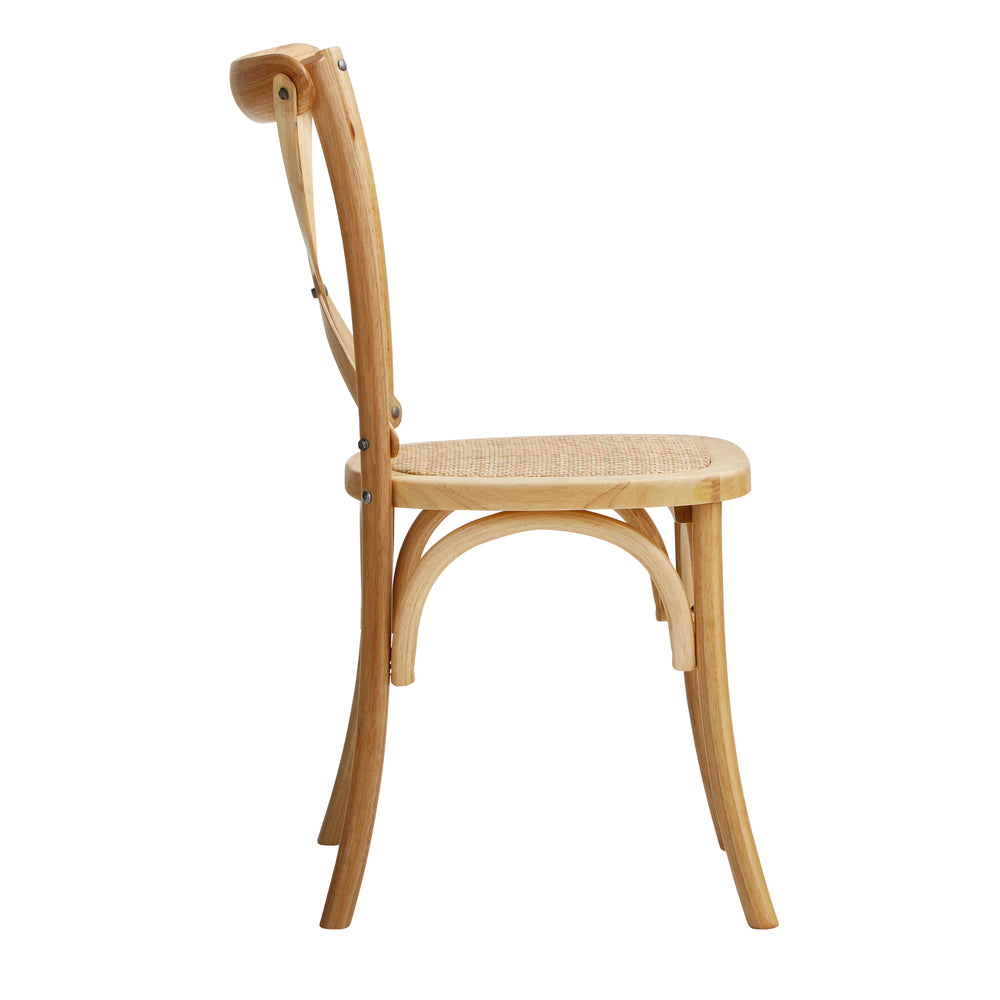8PCS Crossback Dining Chair Solid Wood Ratan Seat Black/Natural/White