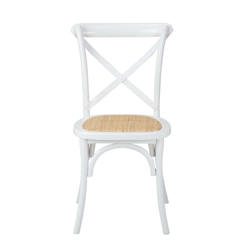 Crossback Dining Chair Ratan Seat Black/Natural/White