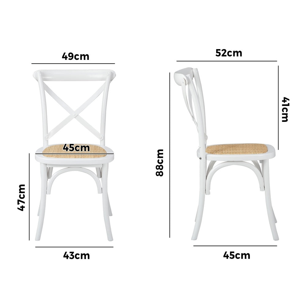 Crossback Dining Chair Ratan Seat Black/Natural/White