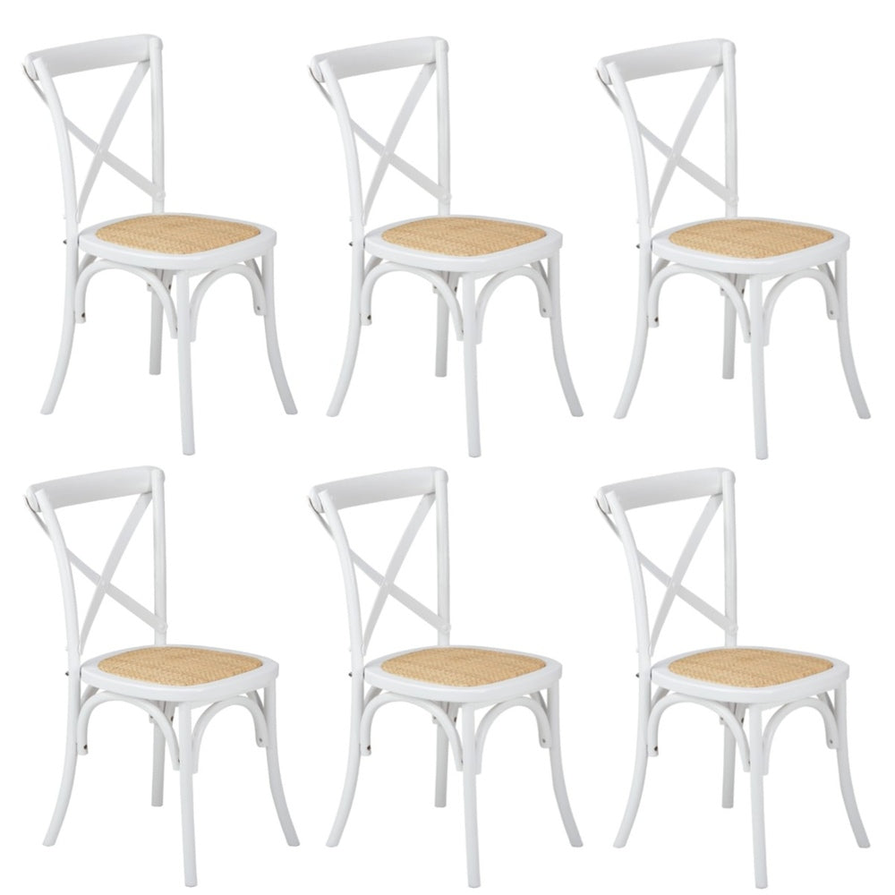 Crossback Dining Chair Ratan Seat Black/Natural/White