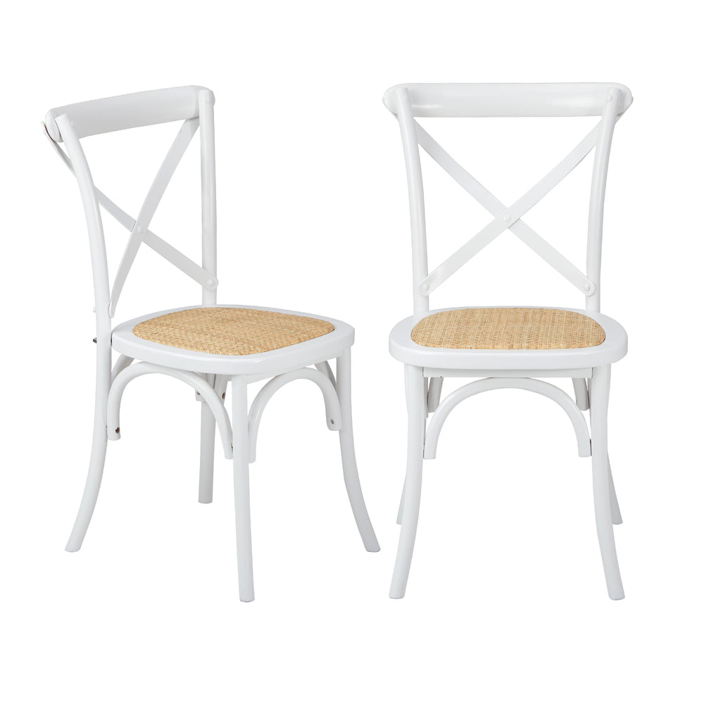 Crossback Dining Chair Ratan Seat Black/Natural/White