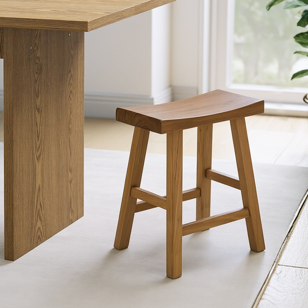 Elm Wood Dining Stool Solid Timber Seat | Simpledeals