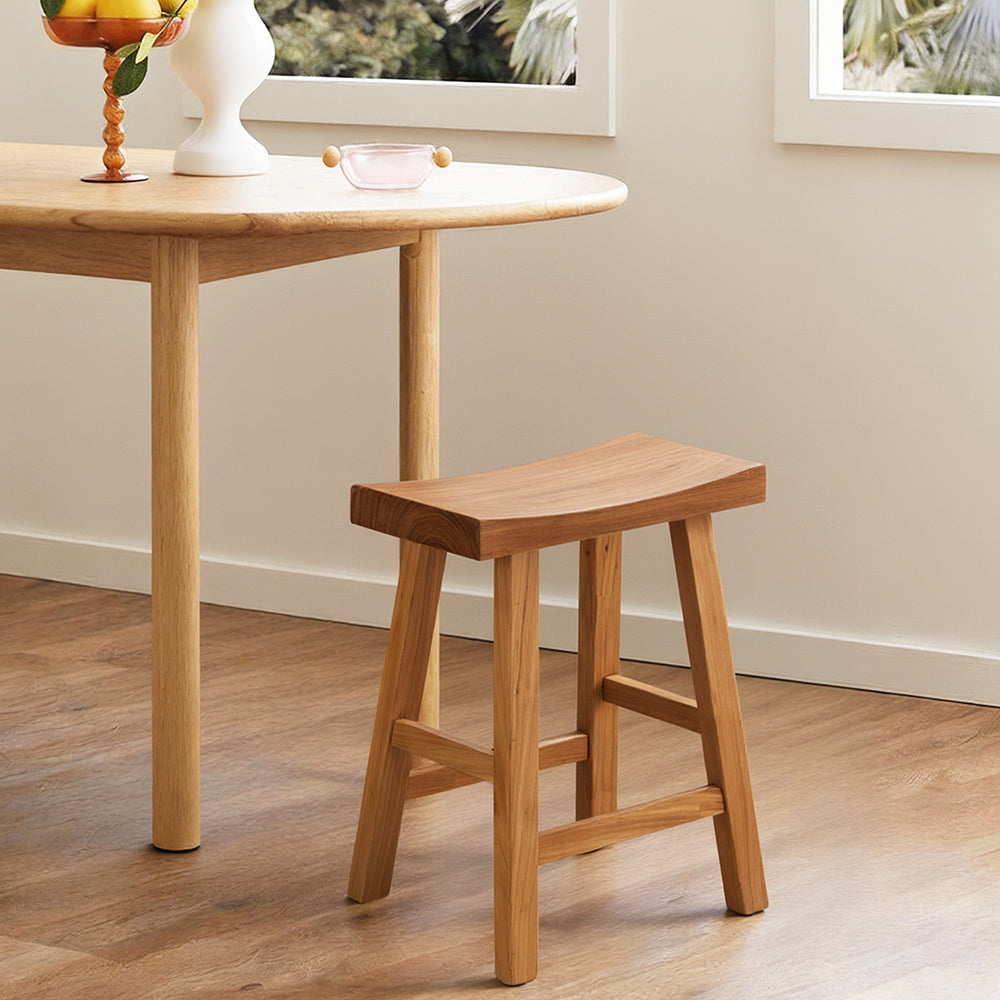 Elm Wood Dining Stool Solid Timber Seat | Simpledeals