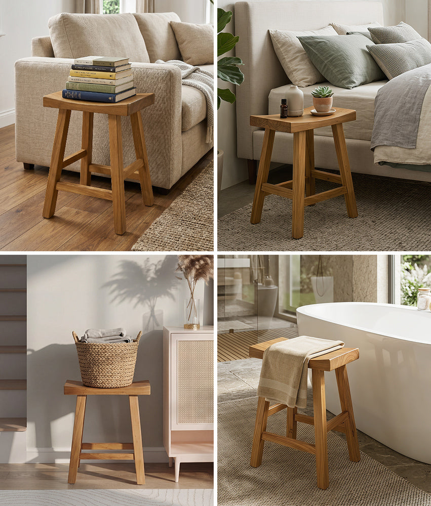 Elm Wood Dining Stool Solid Timber Seat | Simpledeals