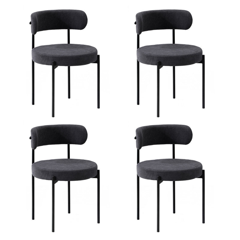 Dining Chair Round Boucle Backrest Dark Grey/White with Dining Chair