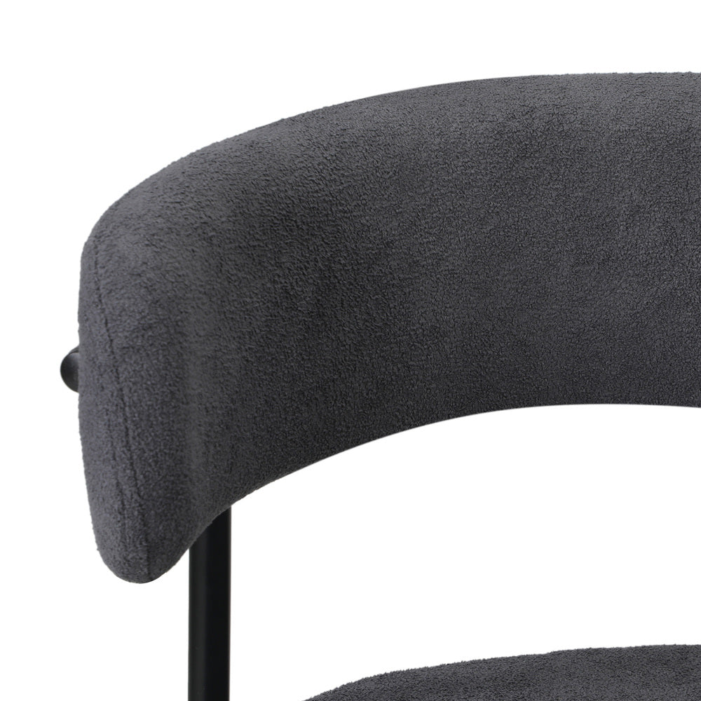 Dining Chair Round Boucle Backrest Dark Grey/White