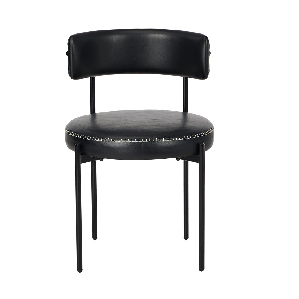 2x Dining Chair Round Leather Brown & Brown