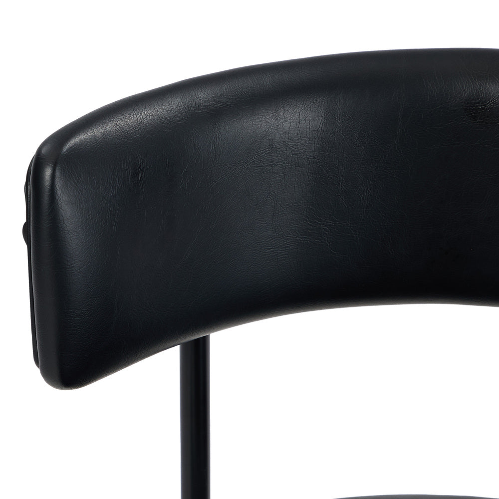 2x Dining Chair Round Leather Brown & Brown