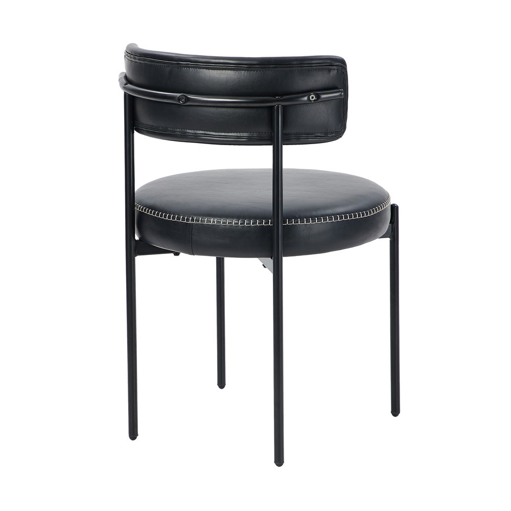8x Dining Chairs Set Round PU Leather Padded Seat Kitchen Dining Black & Brown