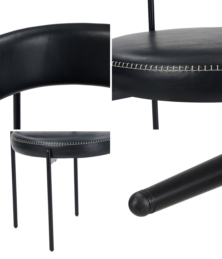 8x Dining Chairs Set Round PU Leather Padded Seat Kitchen Dining Black & Brown