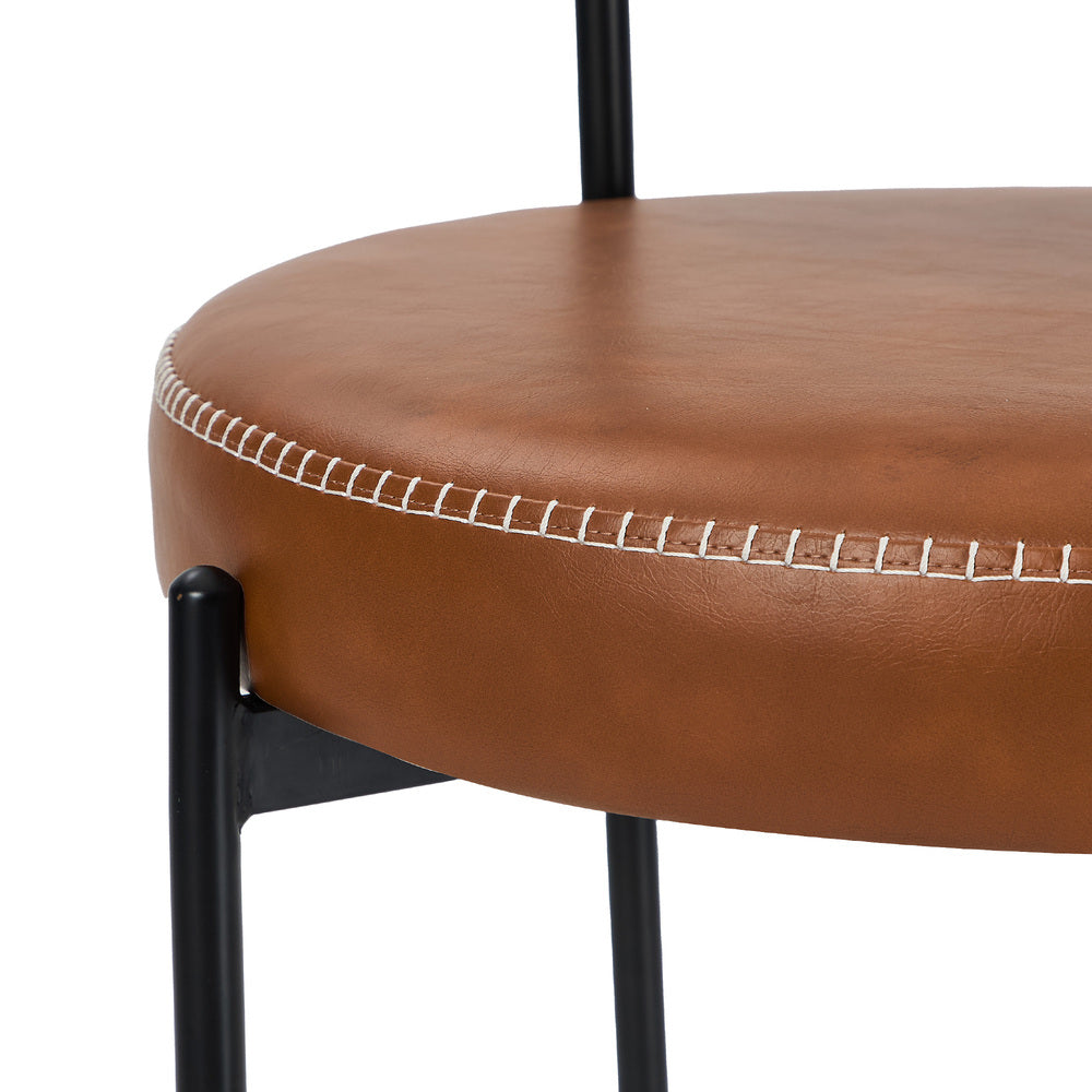 8x Dining Chairs Set Round PU Leather Padded Seat Kitchen Dining Black & Brown