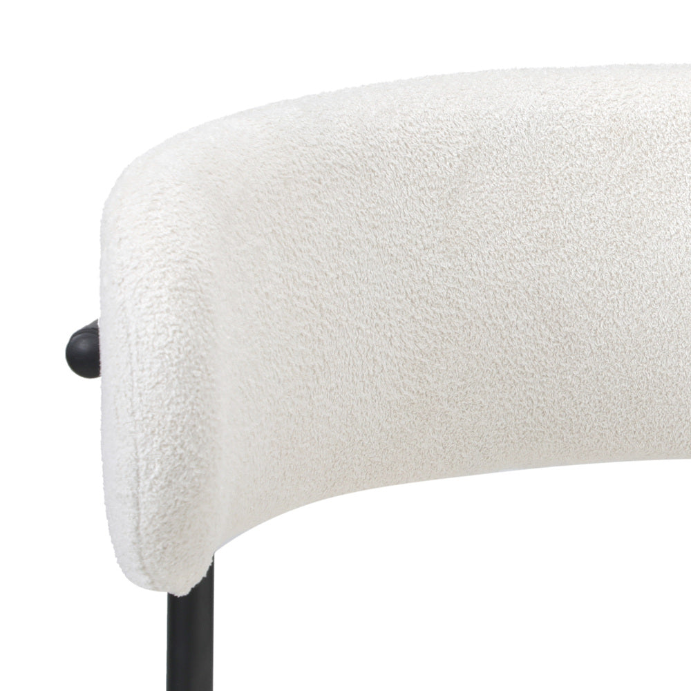 2x Dining Chair Boucle Seat Backrest Dark Grey/White