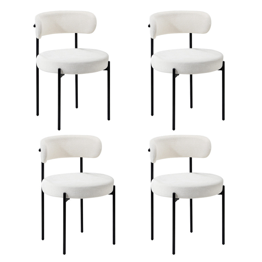 Dining Chair Round Boucle Backrest Dark Grey/White