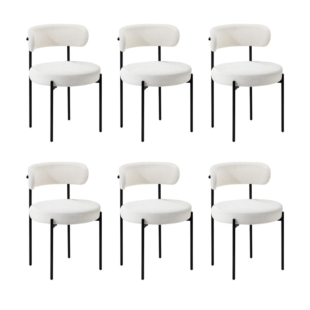 Dining Chair Round Boucle Backrest Dark Grey/White