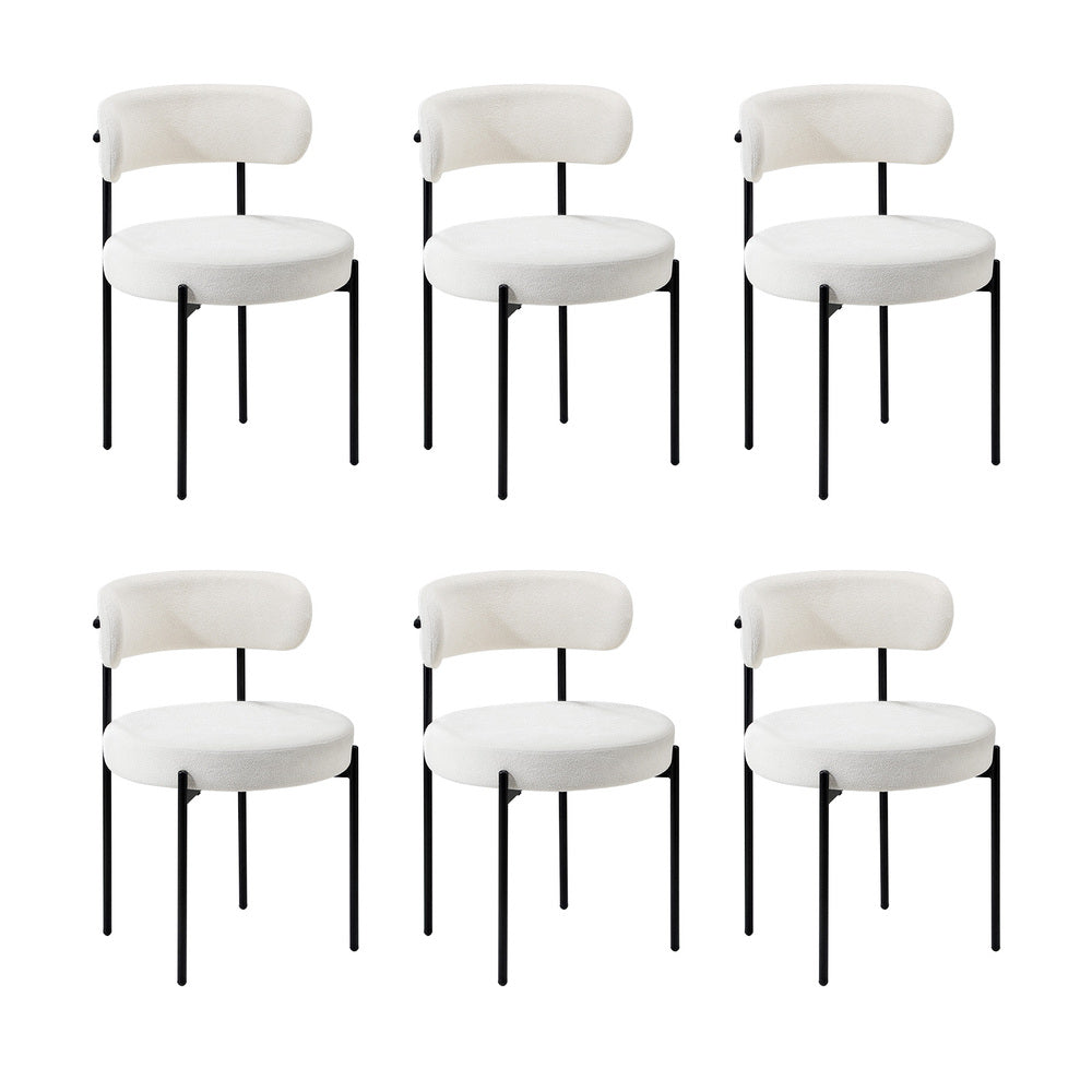 Dining Chair Round Boucle Backrest Dark Grey/White