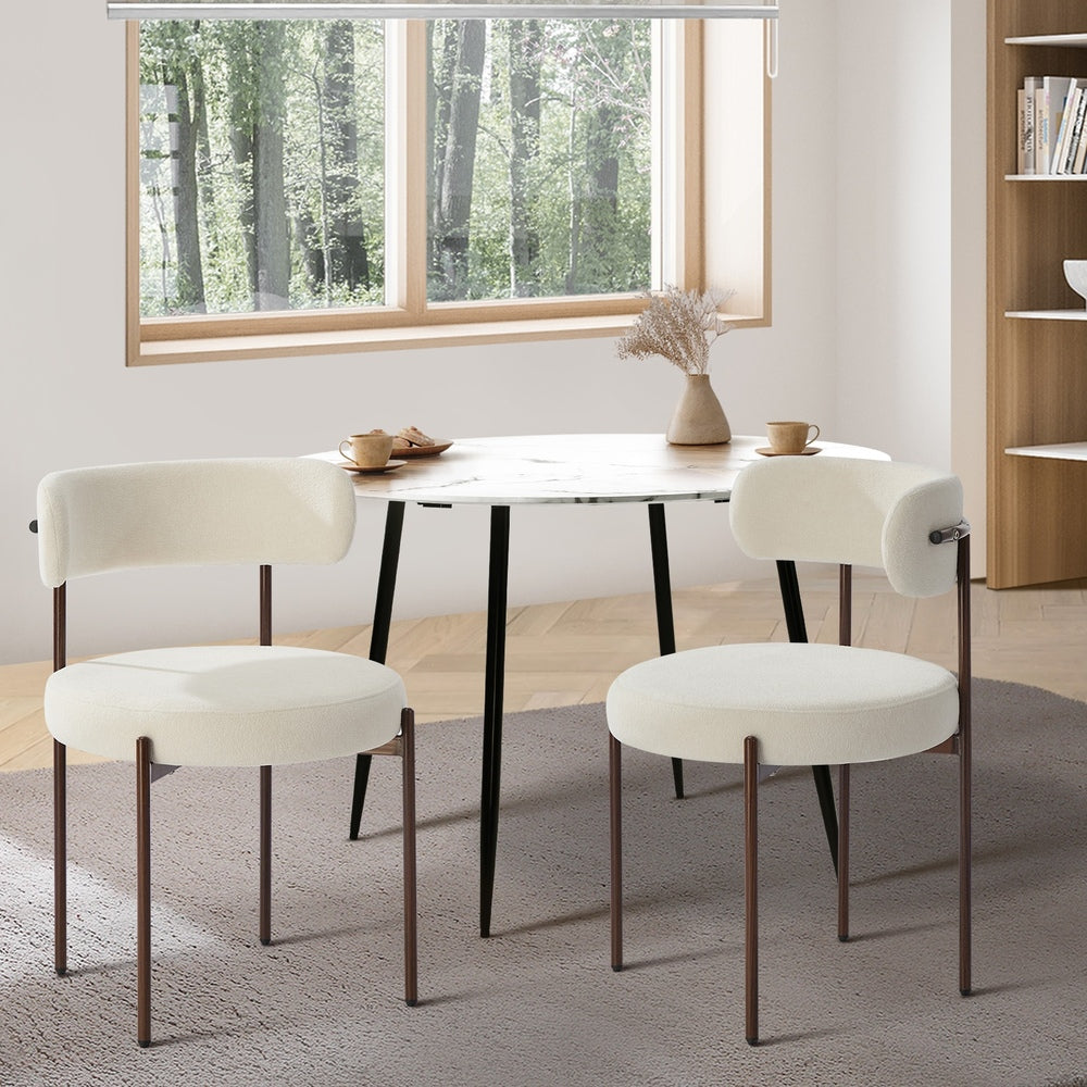 Dining Chairs Boucle White 51.5x51.5x77cm
