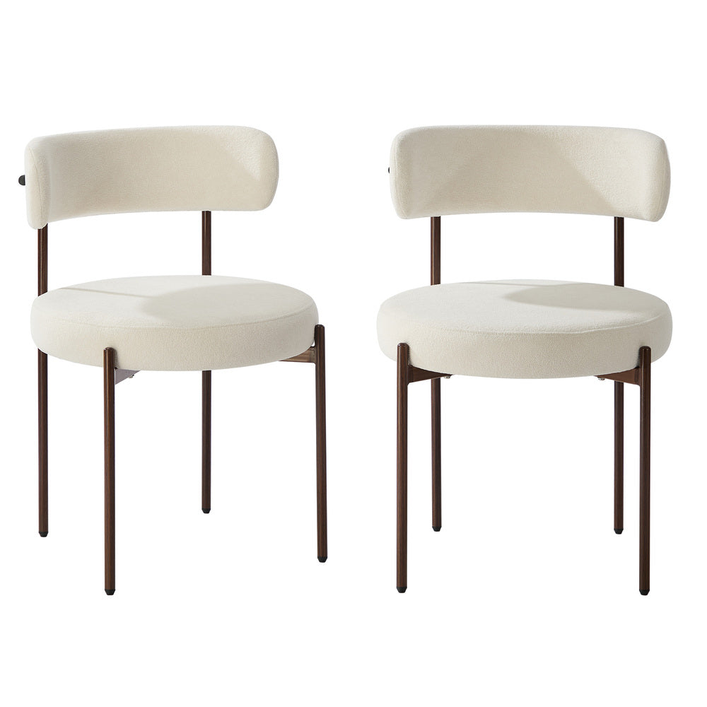 Dining Chairs Boucle White 51.5x51.5x77cm