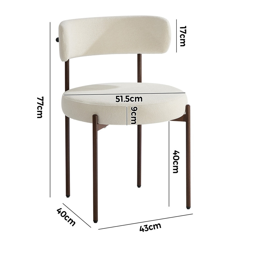 Dining Chairs Boucle White 51.5x51.5x77cm