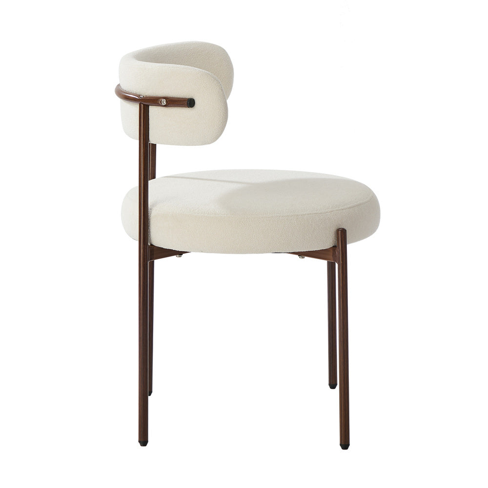 Dining Chairs Boucle White 51.5x51.5x77cm