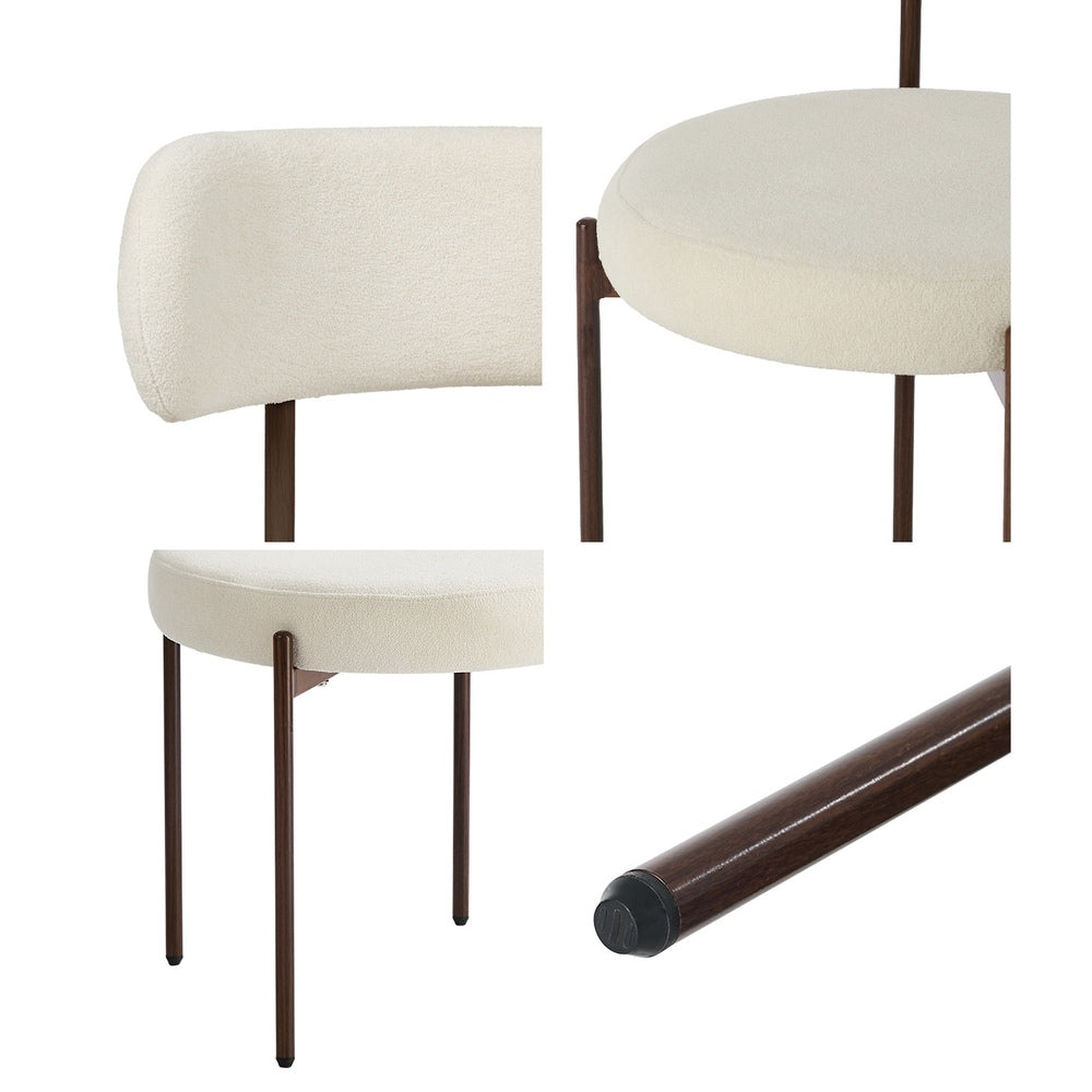 Dining Chairs Boucle White 51.5x51.5x77cm