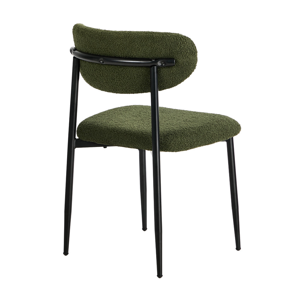 2x Dining Chairs Kitchen Chair Café Chair Boucle Black&Green