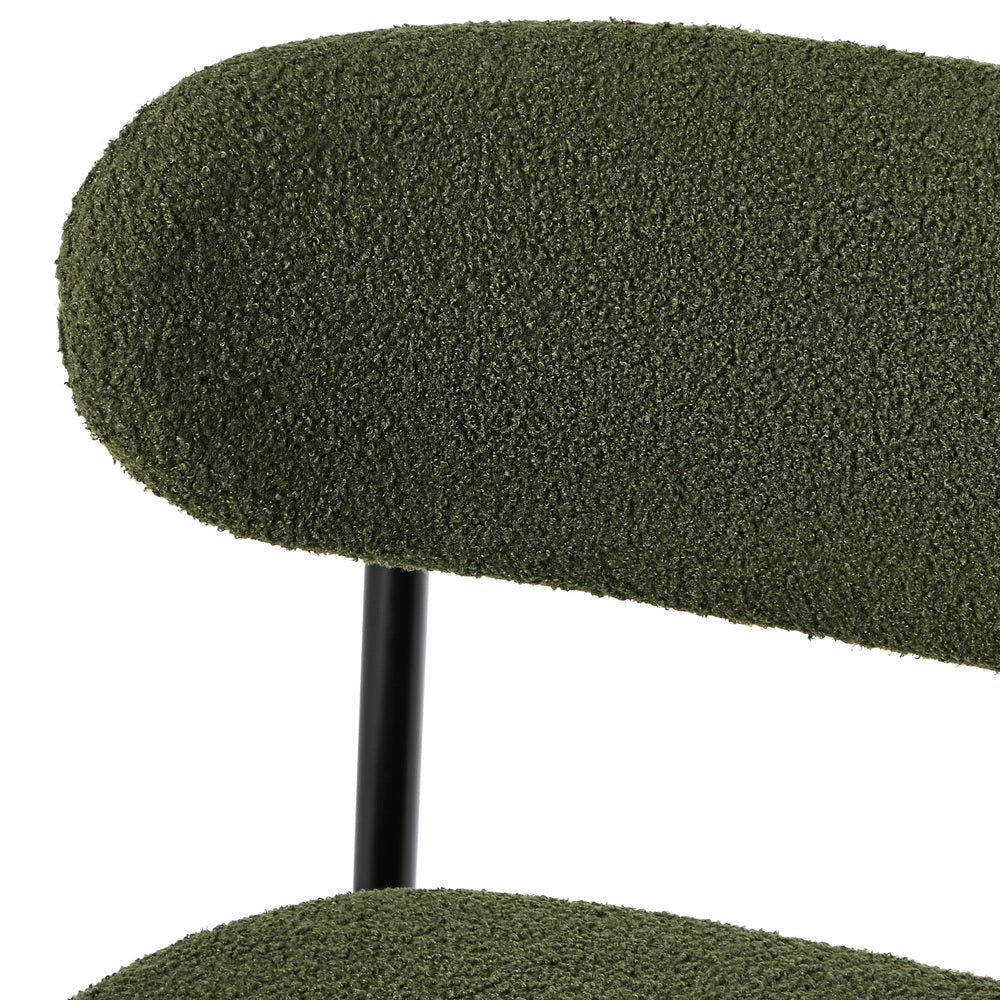 2x Dining Chairs Kitchen Chair Café Chair Boucle Black&Green